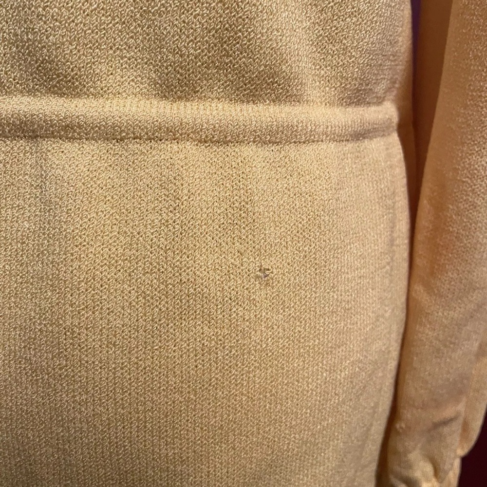 St. John Collection Women's Small Knit Wool Jacket Mustard Zip Lined Hood FLAWED - Picture 6 of 15